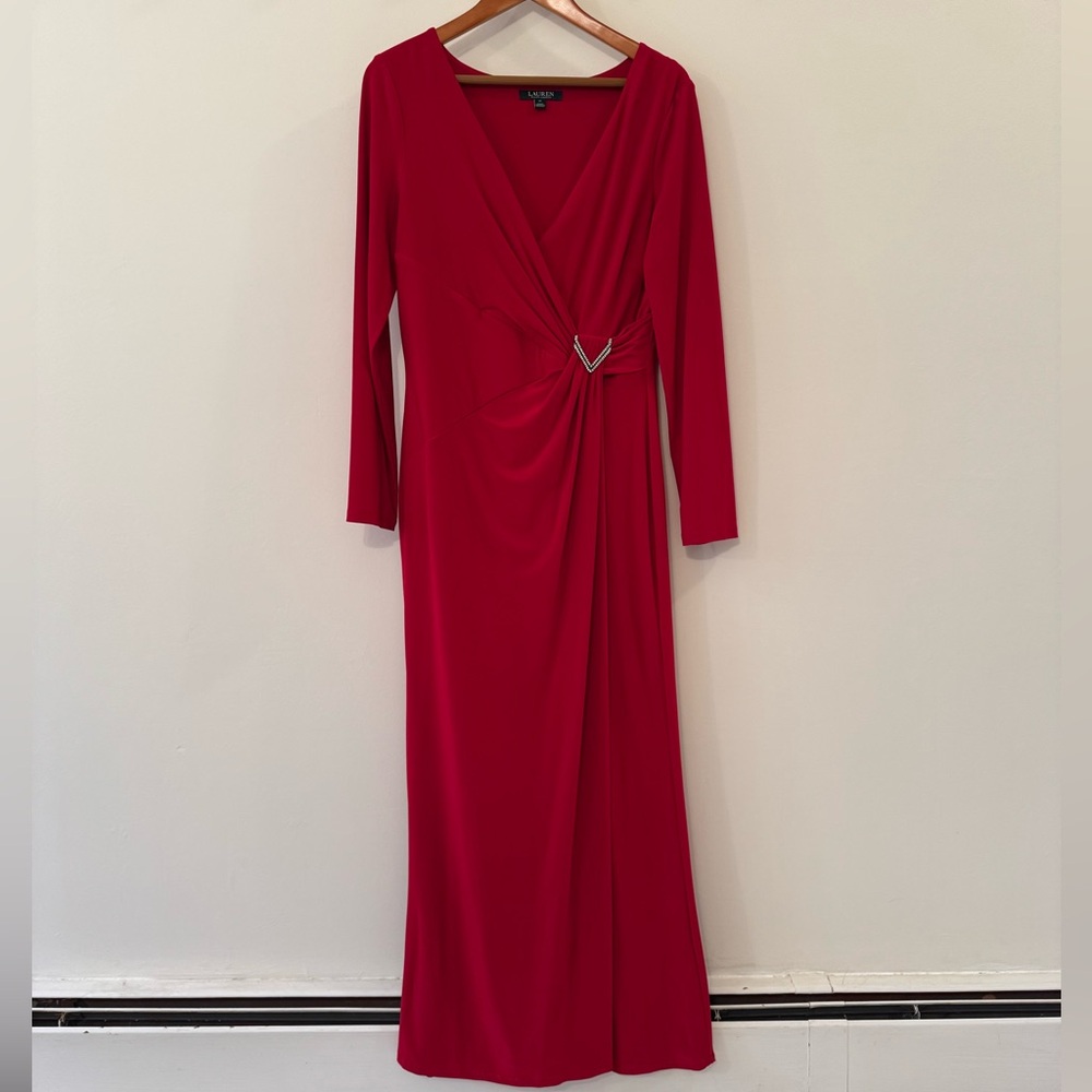 Women’s Black Label Ralph Lauren Maxi Evening Dress with Rhinestone Accents - 14